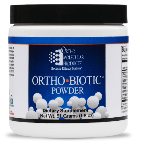 Ortho Biotic® PowderOrtho Biotic® includes a carefully assembled cast of probiotic organisms to support microflora balance and maintain a healthy environment for vitamin uptake and optimal immune function.
