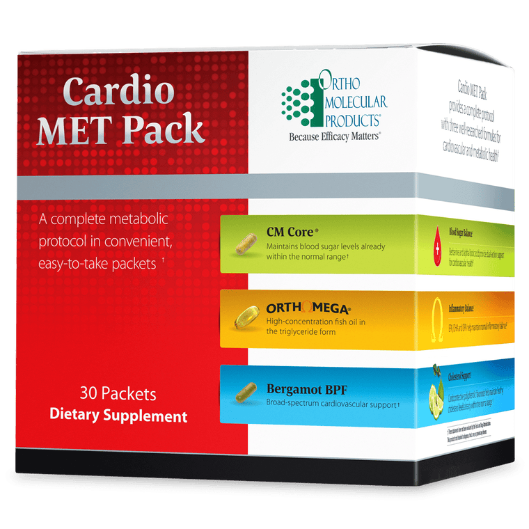 Cardio MET Pack provides a complete cardiometabolic protocol, combining three comprehensive supplemental formulas in convenient, easy-to-take packets.